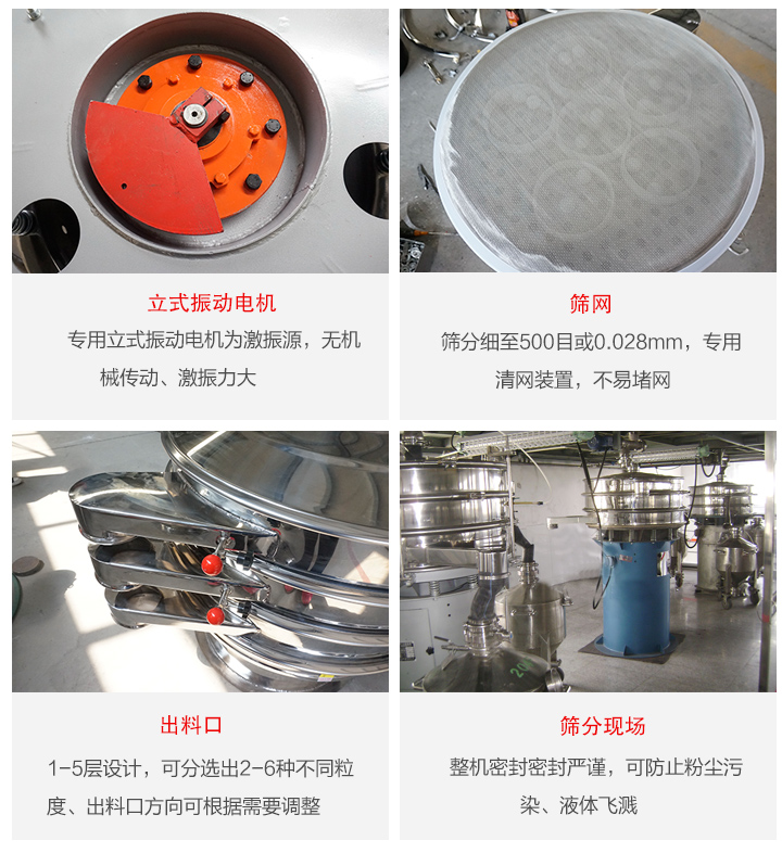 旋振篩定制化有：移動(dòng)，加緣，閘門等多種形式選擇。子母設(shè)計(jì)透網(wǎng)率高，換網(wǎng)方便。
