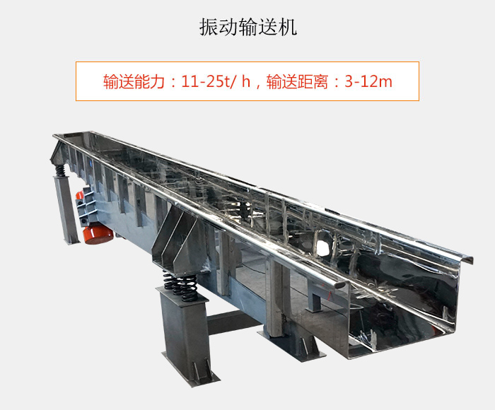 振動輸送機：輸送能力：11-25t/ h，輸送距離：3-12m